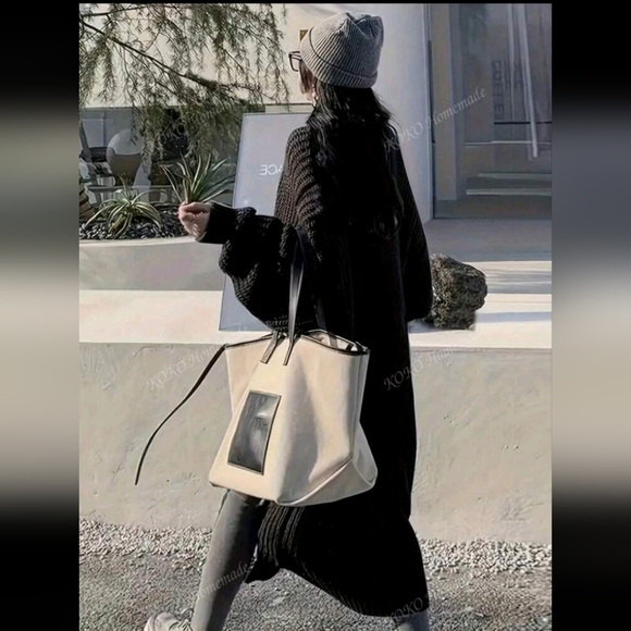 Solid Open Front Loose Knit Cardigan, Casual Long Sleeve Long Length Sweater Wit - Picture 5 of 5